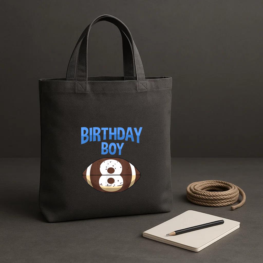 8th Birthday Boy Football Tote Canvas Bag - Image 2