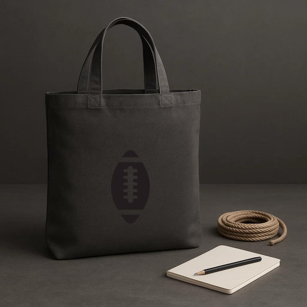 American Football Ball Black Tote Canvas Bag - Image 2