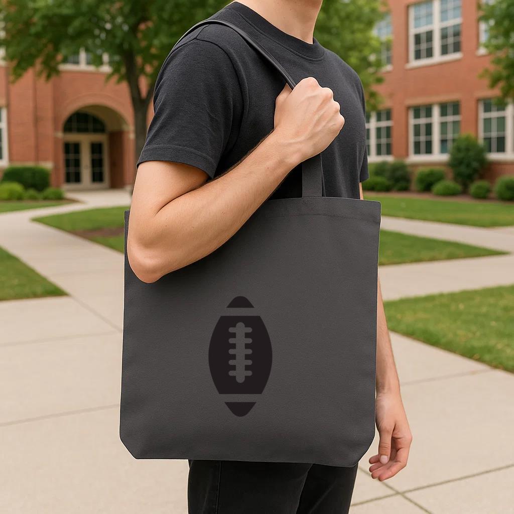 American Football Ball Black Tote Canvas Bag - Image 4