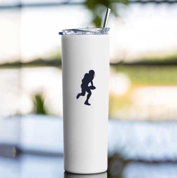 Rugby Player Silhouette Tumbler - Image 4