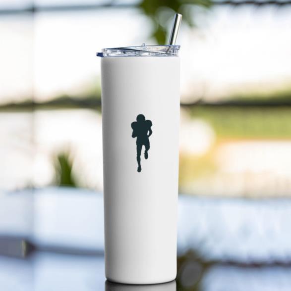 Running American Football Player Silhouette Tumbler - Image 4